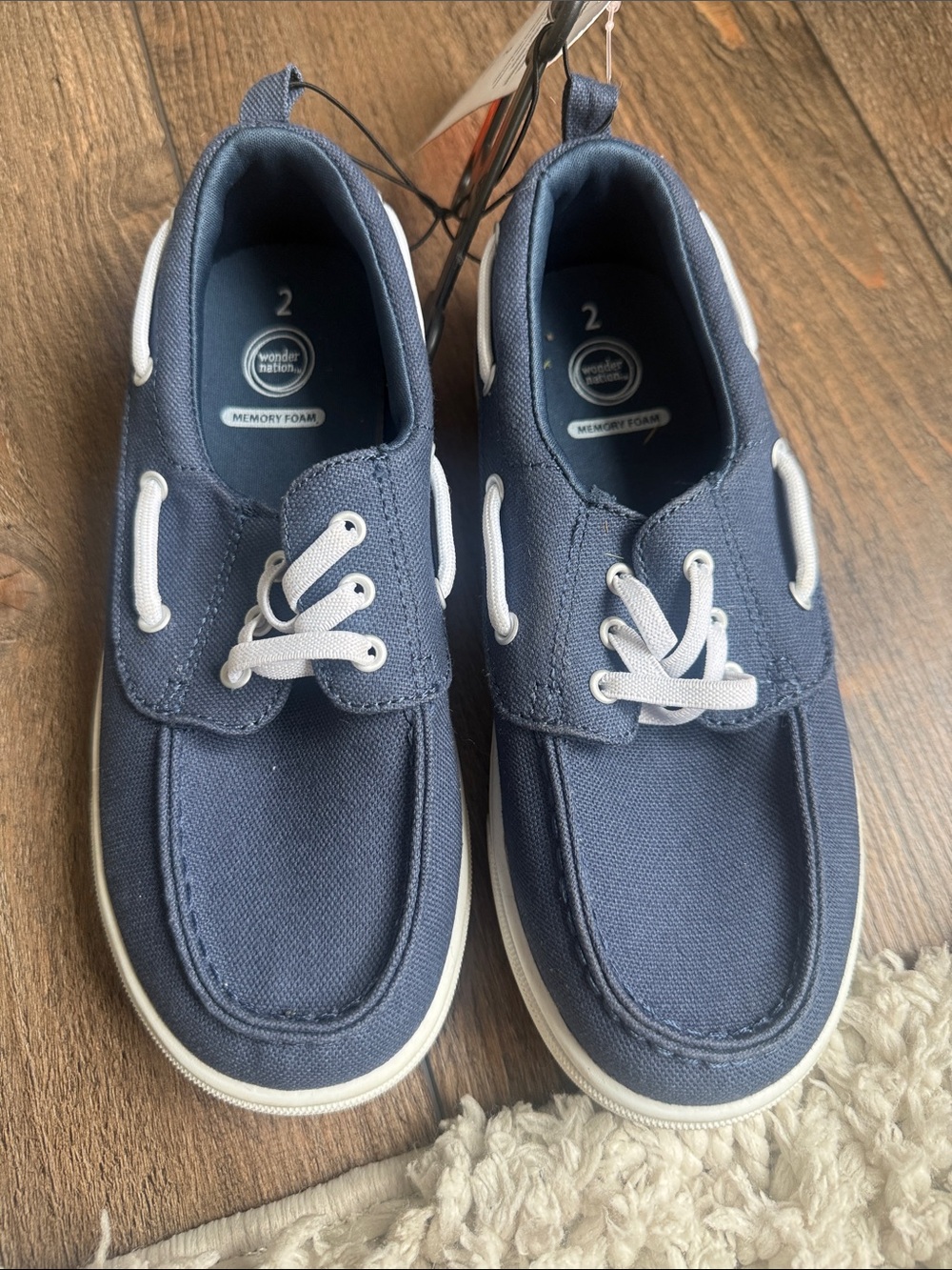 wonder nation Navy Canvas Kids Slip-On Sneakers with White Accents